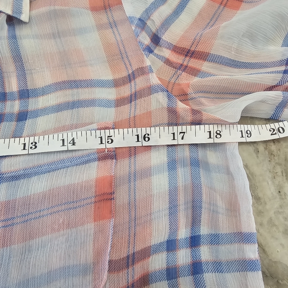 Abercrombie & Fitch Sheer Plaid Button Down Shirt Size Small - Picture 10 of 11